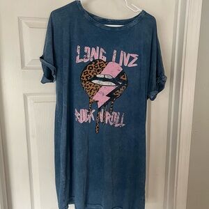 Blue Graphic T-Shirt Dress